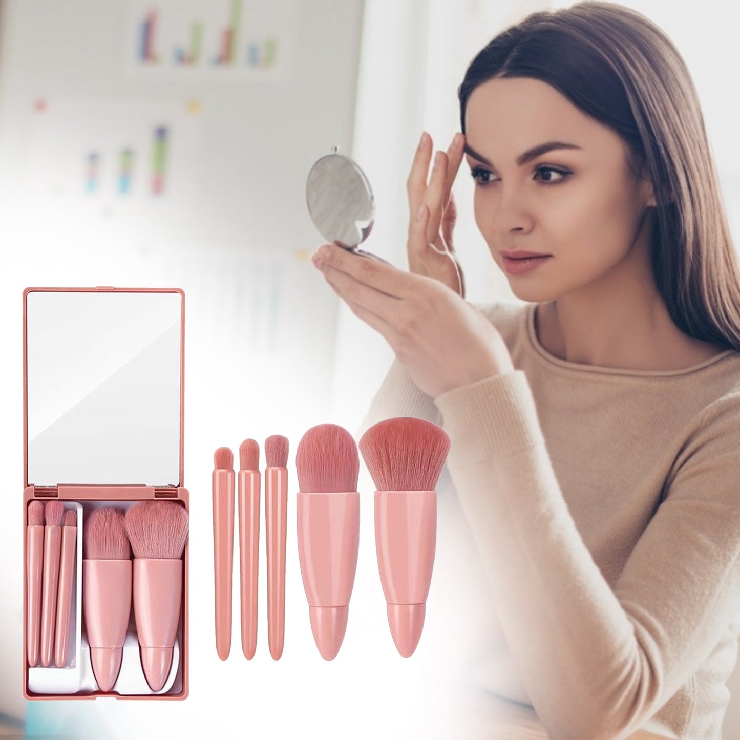 5Pcs Makeup Brushes Tool Set Cosmetic Powder Eye Shadow Foundation Blush Blending Make Up Brush - Hamora