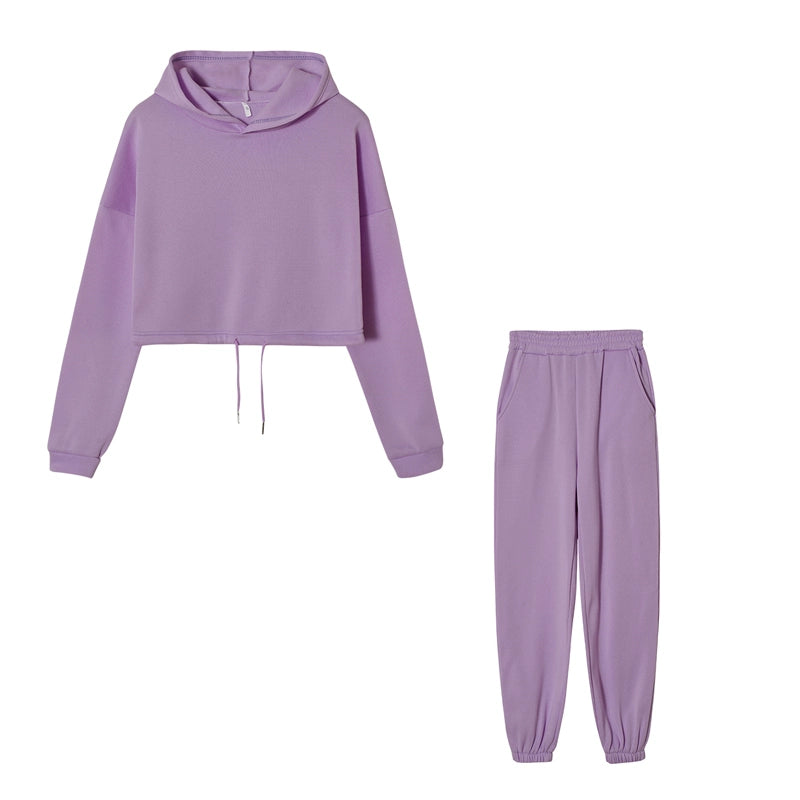 Stilren Tvådelad Sportdräkt för Kvinnor - Långärmad Casual Outfit med Skräddarsydd Midja
