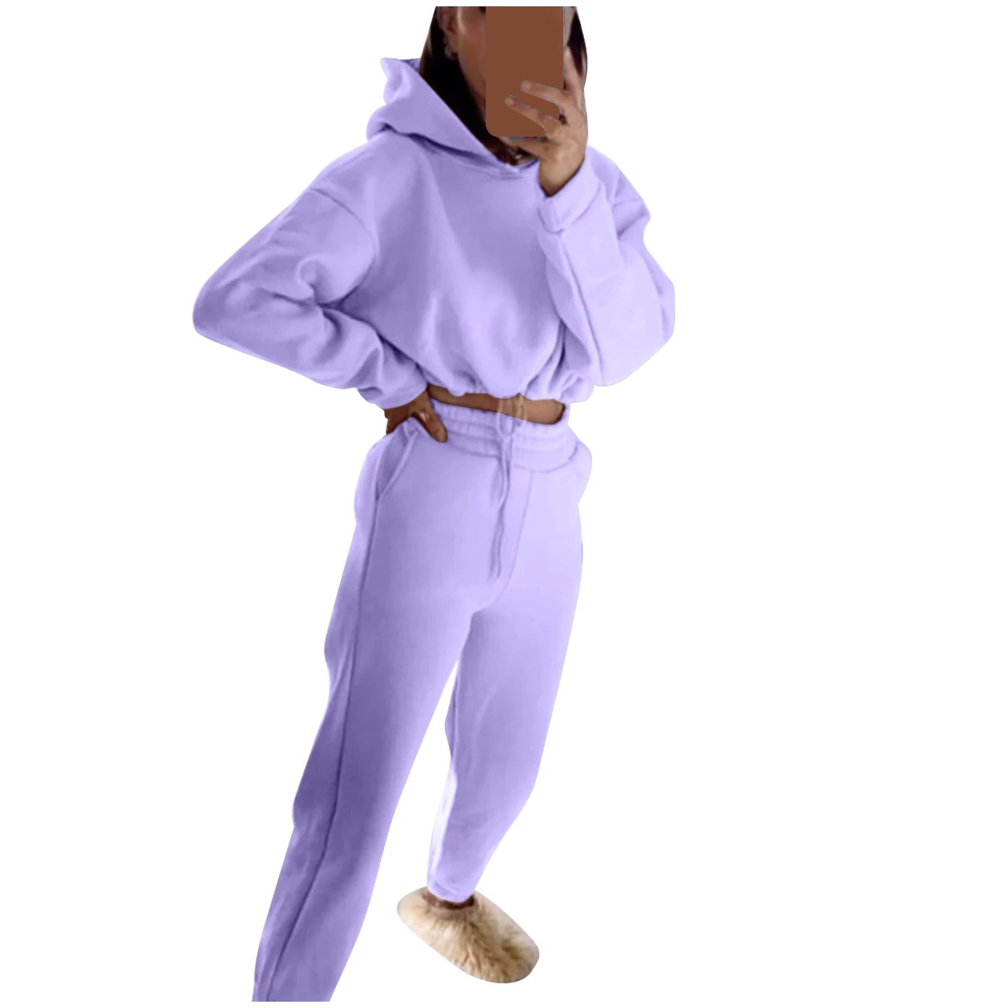 Stilren Tvådelad Sportdräkt för Kvinnor - Långärmad Casual Outfit med Skräddarsydd Midja