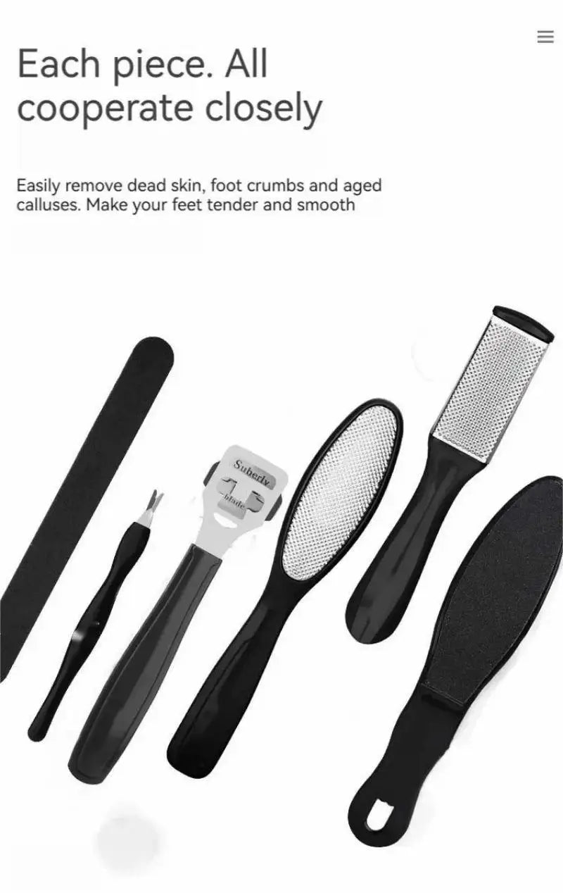 8 Delars Fotvårdset - Effektiv Pedikyr med Fothyvel och Slipplatta för Att Avlägsna Död Hud och Förhårdnader - Hemma Spa Utrustning