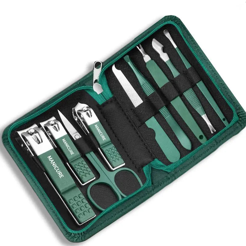 Lyxigt Nagelvårdsset i Rostfritt Stål - Professionellt Manikyr- & Pedikyrset med 7/10/12/18 Delar - Praktisk Resefodral