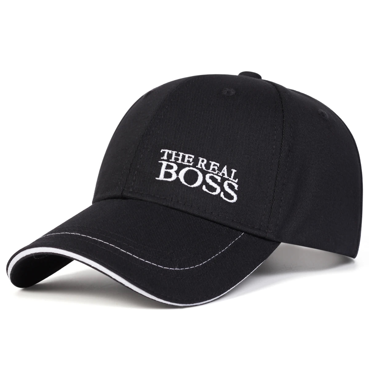 Unisex Baseballkeps med Broderat 'THE REAL BOSS' – Justerbar Casual Keps för Vår och Höst, Perfekt för Utomhusbruk och Hip Hop-stil. Solskyddande Hatt.