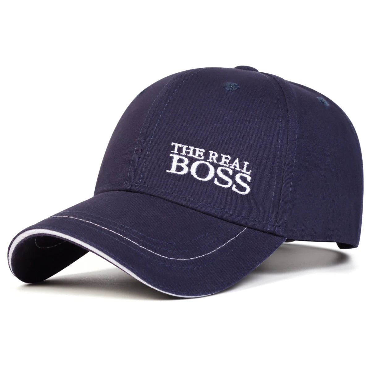 Unisex Baseballkeps med Broderat 'THE REAL BOSS' – Justerbar Casual Keps för Vår och Höst, Perfekt för Utomhusbruk och Hip Hop-stil. Solskyddande Hatt.