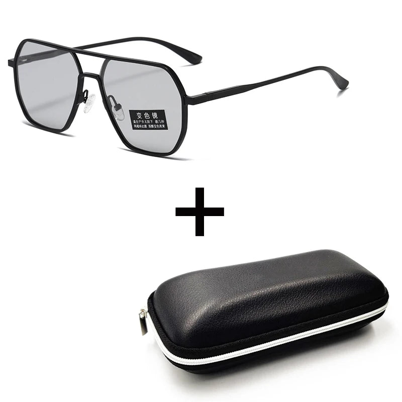 Lyxiga Metallisk Photochromic Solglasögon för Män och Kvinnor - Fashion Polariserade Sunglasses - Stiliga Kameleon Antiglans Körtillägg UV400
