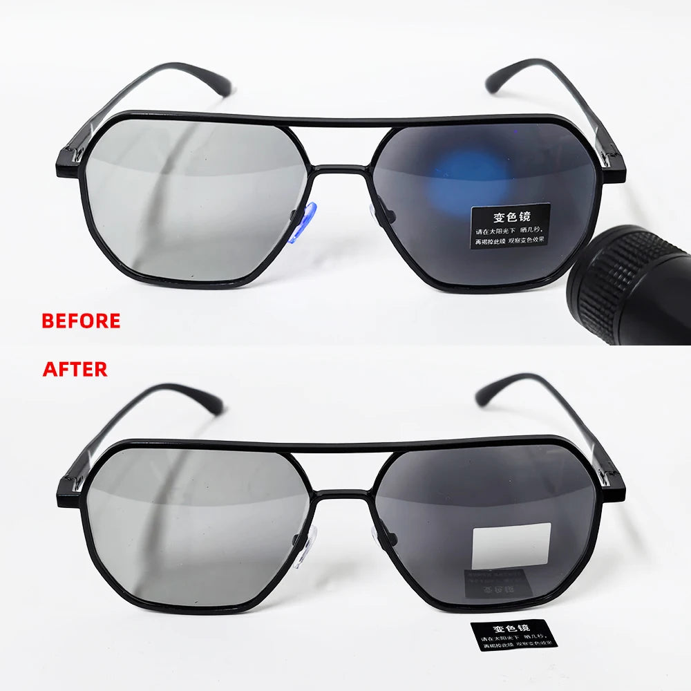 Lyxiga Metallisk Photochromic Solglasögon för Män och Kvinnor - Fashion Polariserade Sunglasses - Stiliga Kameleon Antiglans Körtillägg UV400