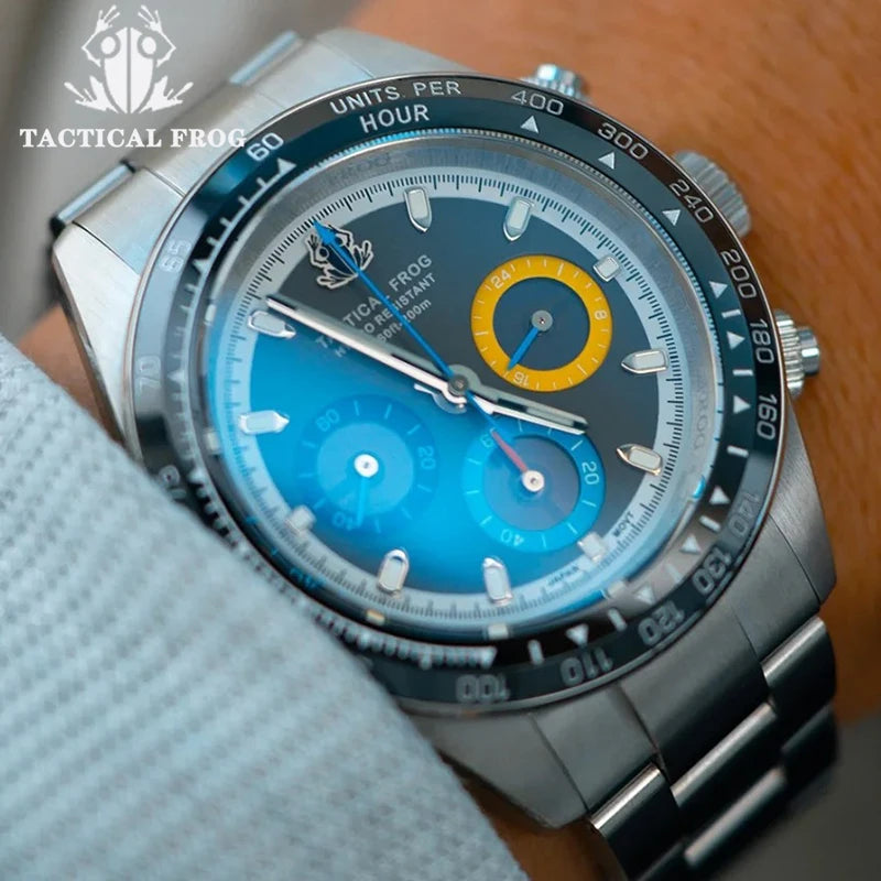 Taktisk Groda 41mm Herrkronograf - VS75 Solarkvartsrörelse, Vattentålig Safir, Grön C3 Luminös Ur