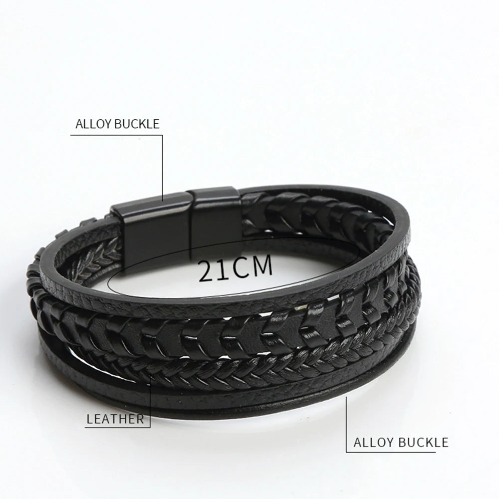 Trendigt Flätat Läderarmband för Män med Tigereye-Kulor - Mångskikts Hantverk för Stiliga Herrar - Perfekt Smycke för Gåvor 2025