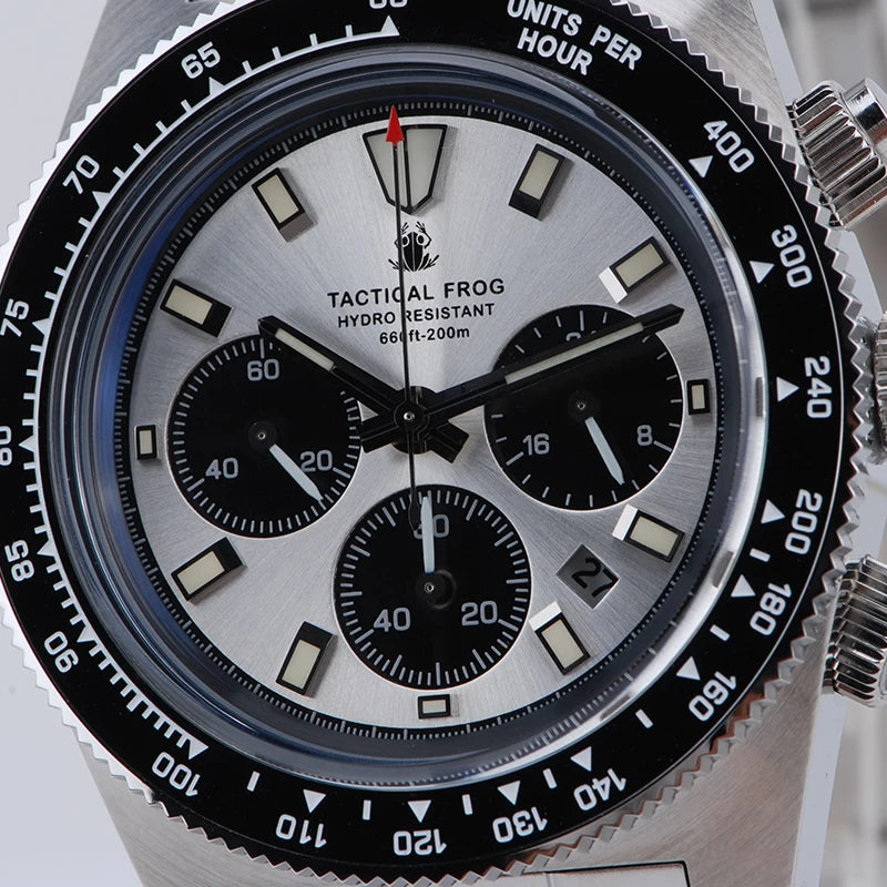 Taktisk Groda 41mm Herrkronograf - VS75 Solarkvartsrörelse, Vattentålig Safir, Grön C3 Luminös Ur