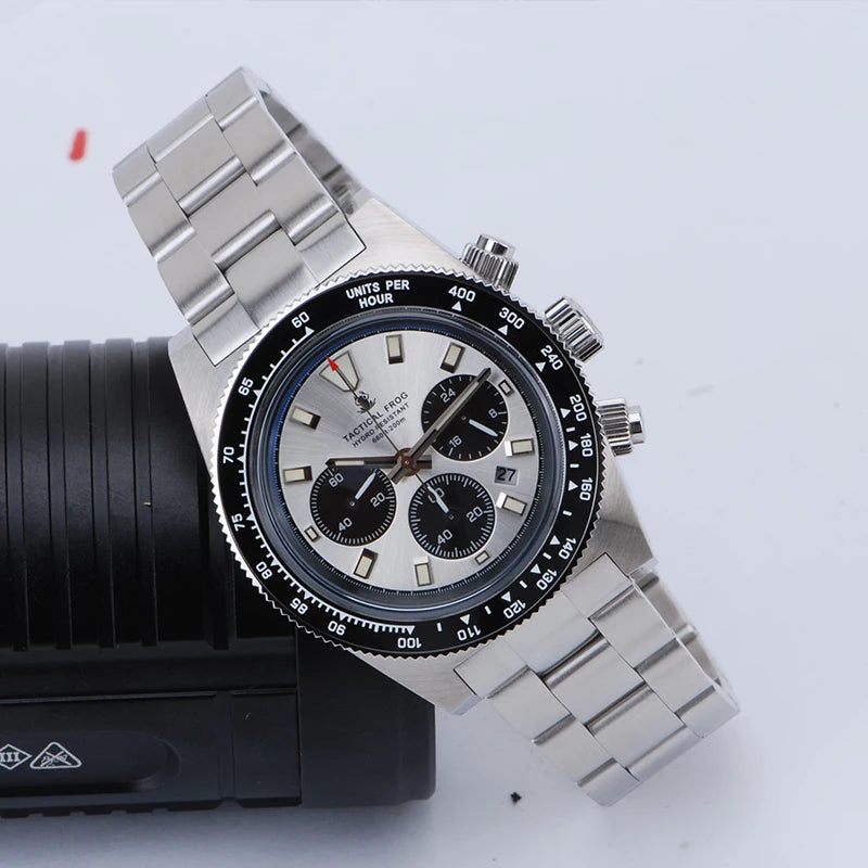 Taktisk Groda 41mm Herrkronograf - VS75 Solarkvartsrörelse, Vattentålig Safir, Grön C3 Luminös Ur