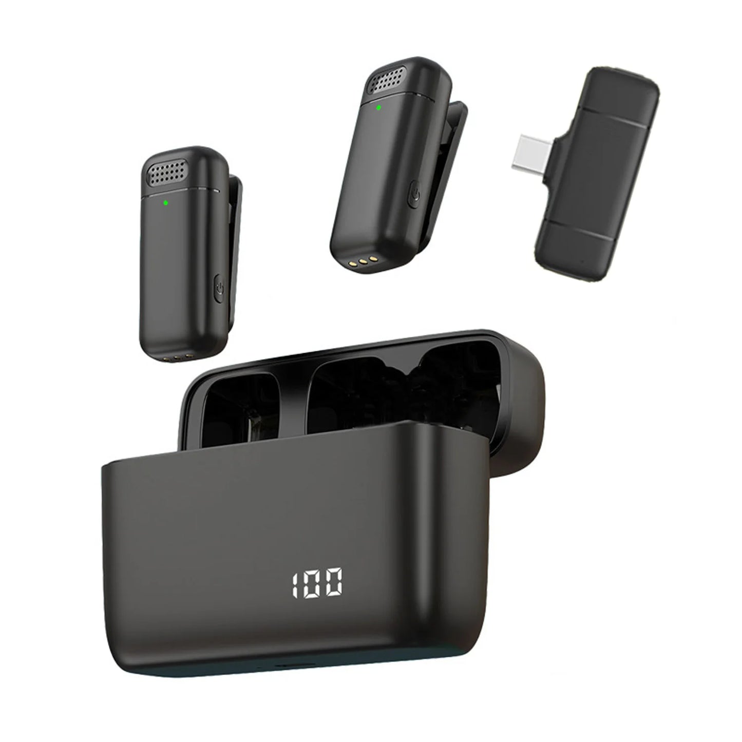 K30 Trådlös Lavalier Mikrofon med Laddningsetui – Bärbar Ljud- och Videoinspelning för iPhone, Android och Laptop. Perfekt Mikrofon för Live Gaming!