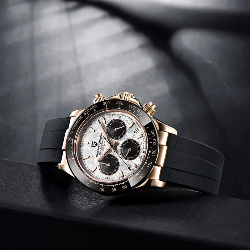 Stilren 40mm V2 PAGANI DESIGN Herrklocka - Saffirglas Retro Kranögraf med Vattentålig Rostfritt Stål - Eleganta Relogio för Män