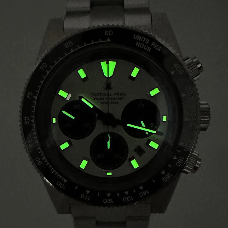 Taktisk Groda 41mm Herrkronograf - VS75 Solarkvartsrörelse, Vattentålig Safir, Grön C3 Luminös Ur