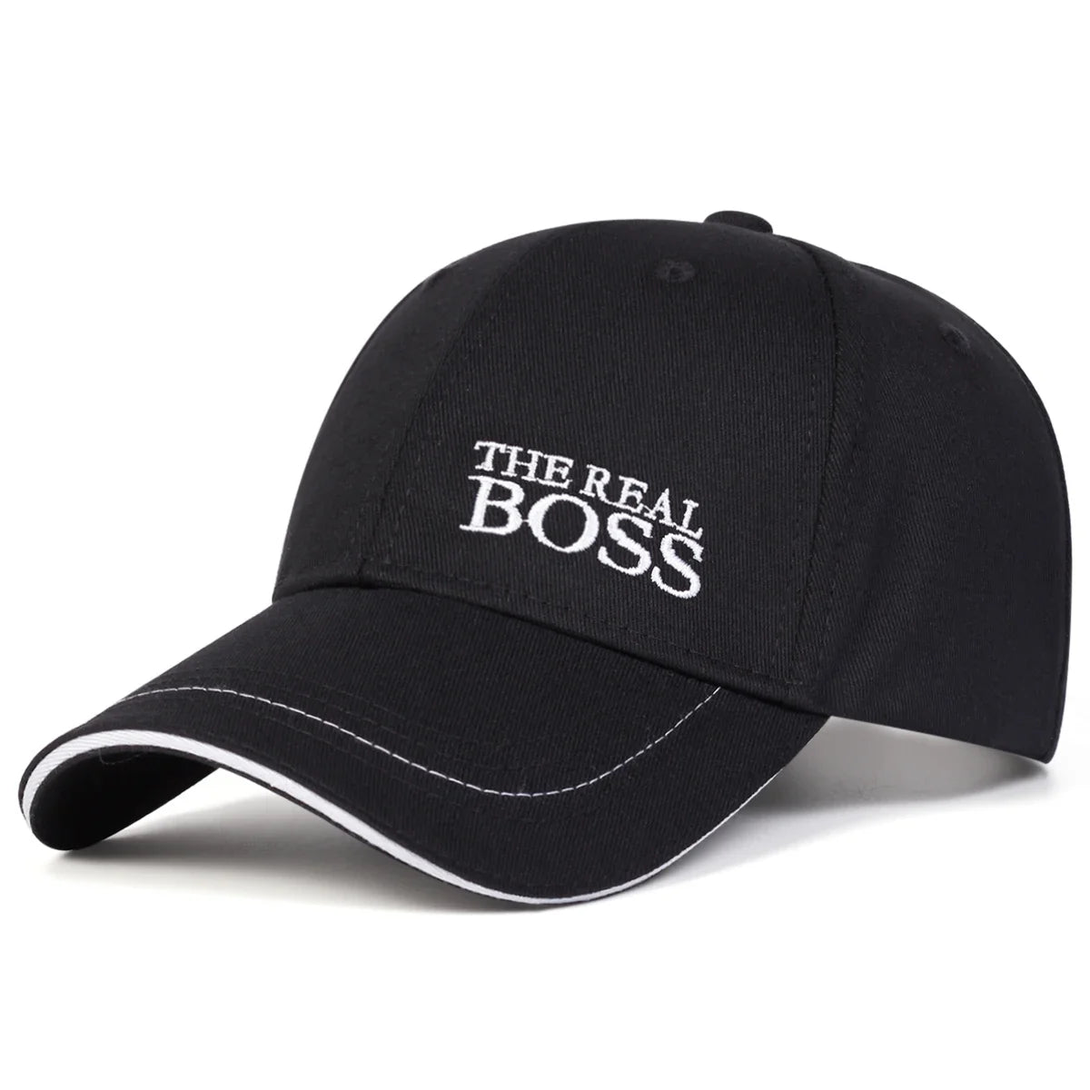 Unisex Baseballkeps med Broderat 'THE REAL BOSS' – Justerbar Casual Keps för Vår och Höst, Perfekt för Utomhusbruk och Hip Hop-stil. Solskyddande Hatt.