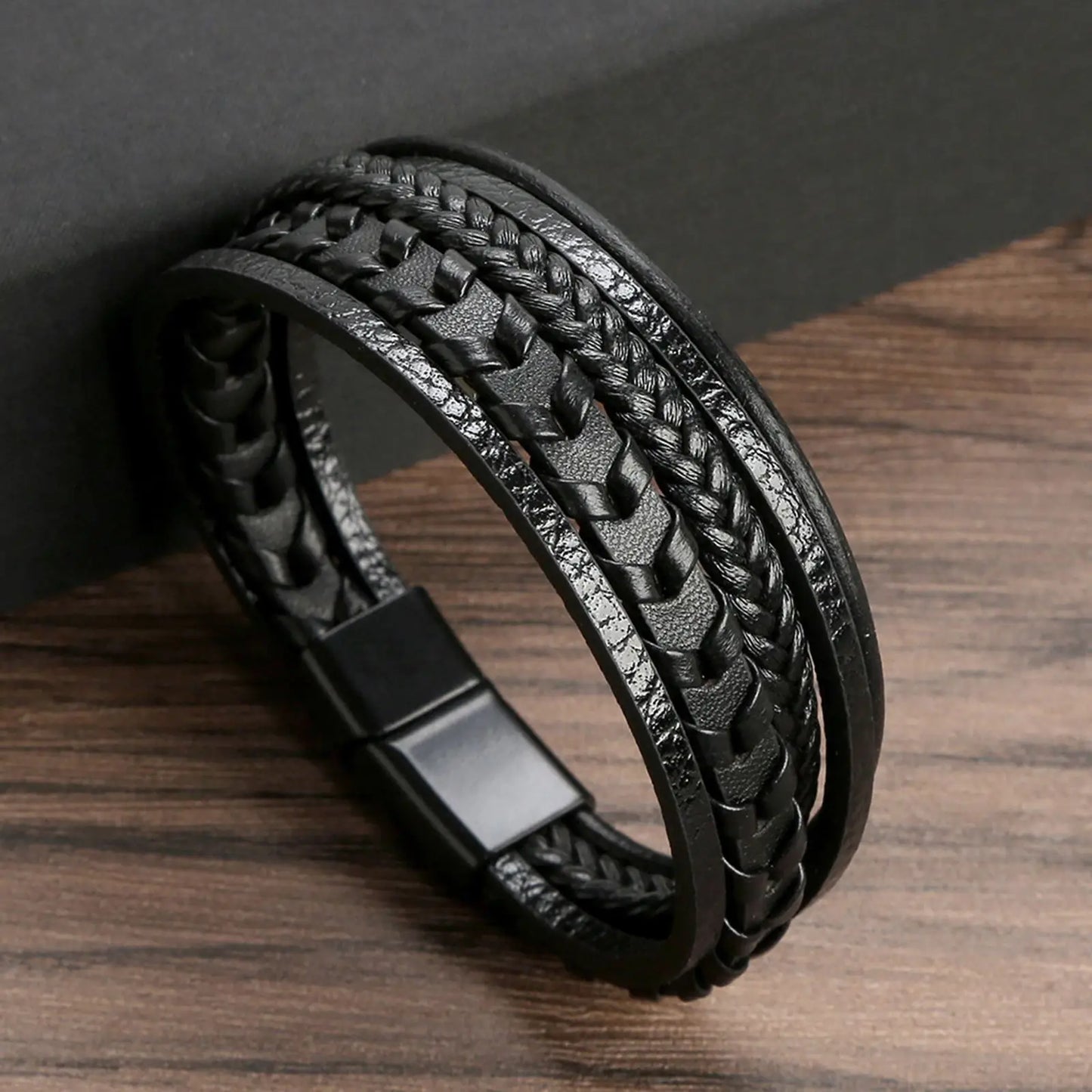 Trendigt Flätat Läderarmband för Män med Tigereye-Kulor - Mångskikts Hantverk för Stiliga Herrar - Perfekt Smycke för Gåvor 2025