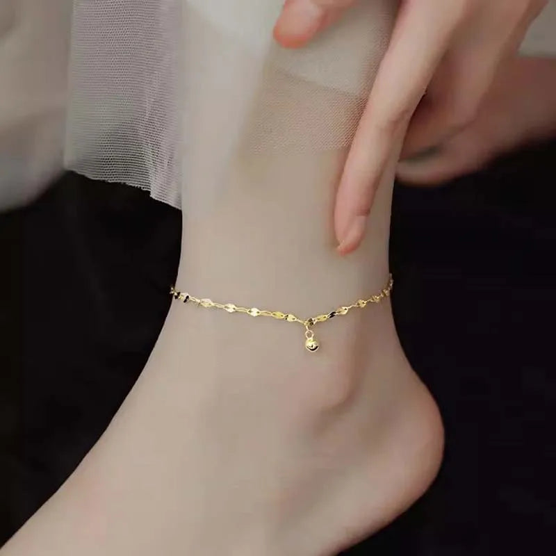 Elegant Glittrande Kvadratiska Transportpärlor Anklets och Armband för Kvinnor - Enkel, Tunn Kedja för Strandfest och Smyckesgåvor