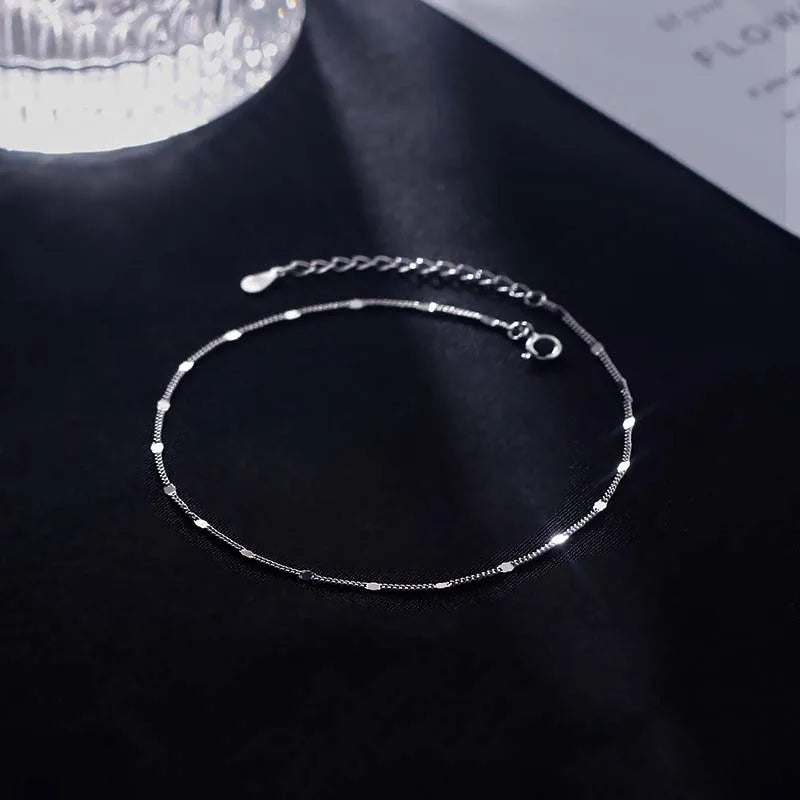 Elegant Glittrande Kvadratiska Transportpärlor Anklets och Armband för Kvinnor - Enkel, Tunn Kedja för Strandfest och Smyckesgåvor