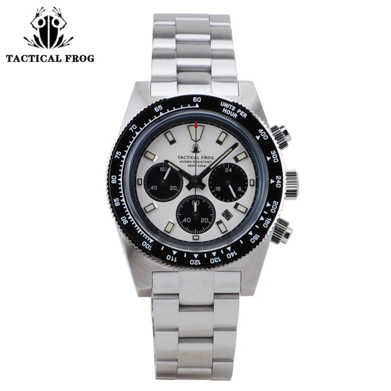 Taktisk Groda 41mm Herrkronograf - VS75 Solarkvartsrörelse, Vattentålig Safir, Grön C3 Luminös Ur