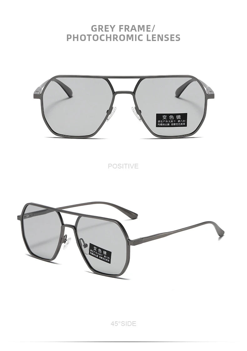 Lyxiga Metallisk Photochromic Solglasögon för Män och Kvinnor - Fashion Polariserade Sunglasses - Stiliga Kameleon Antiglans Körtillägg UV400