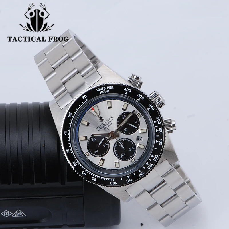 Taktisk Groda 41mm Herrkronograf - VS75 Solarkvartsrörelse, Vattentålig Safir, Grön C3 Luminös Ur