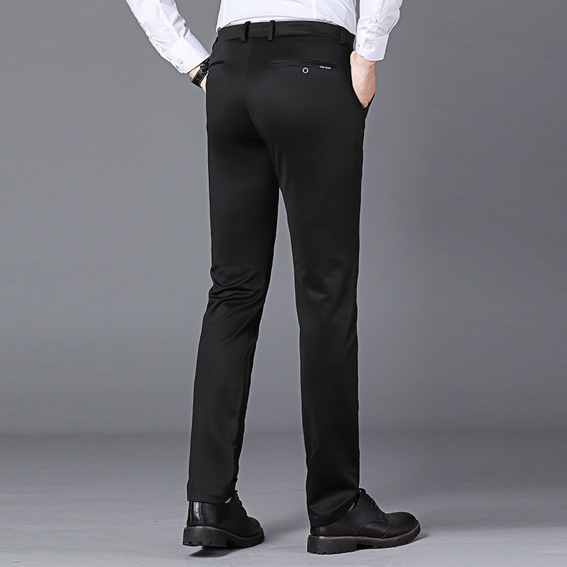 Elegant Herrbyxor - Slim Fit Kontorsbyxor för Vår och Höst - Koreansk Stil i Rakt Snitt för Avslappnad Streetwear