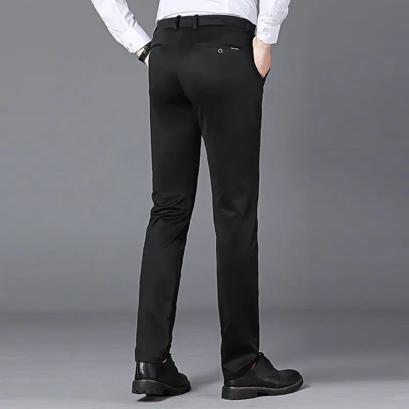 Elegant Herrbyxor - Slim Fit Kontorsbyxor för Vår och Höst - Koreansk Stil i Rakt Snitt för Avslappnad Streetwear