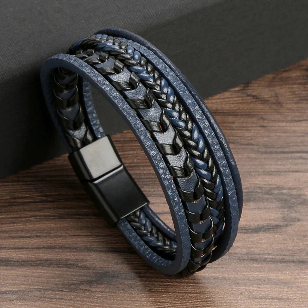 Trendigt Flätat Läderarmband för Män med Tigereye-Kulor - Mångskikts Hantverk för Stiliga Herrar - Perfekt Smycke för Gåvor 2025