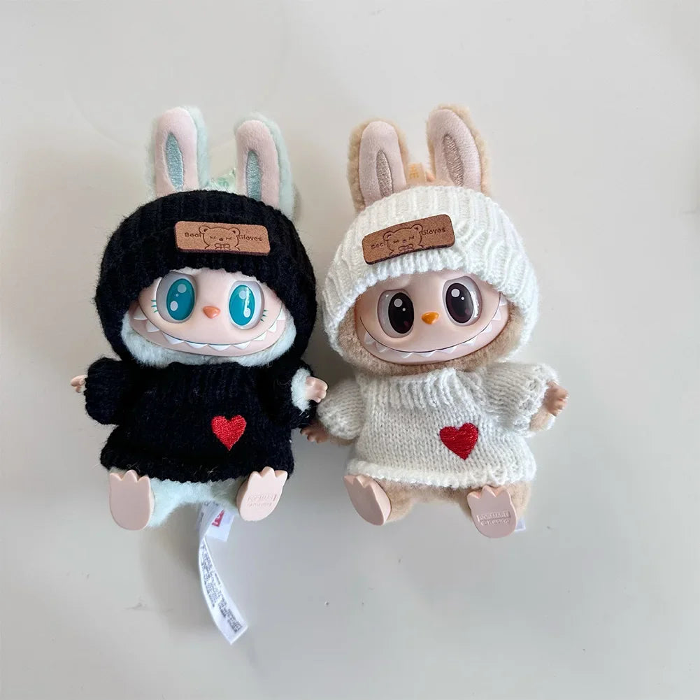 "Trendy 17cm Labubu Doll Fashion Hoodie Set Vibrant Colors & Accessories"