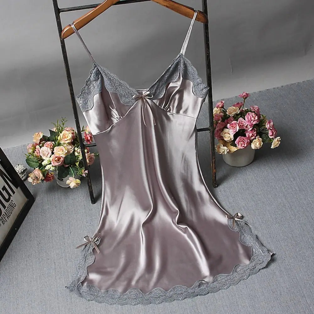Snygg Spetsklädd Nattklänning - Sensuell Brudnättkjol för Sova och Avkoppling. Kvinnlig Spetsig Nattplagg - Eleganta Nattgowns för Eftermiddagsmys.