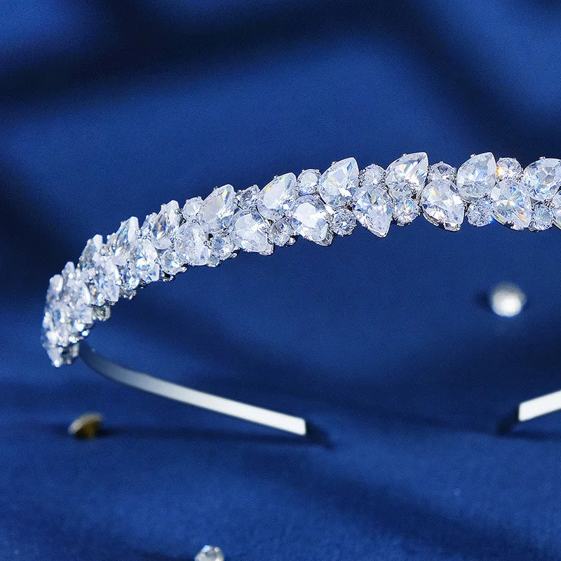 Fashion Zircon Headbands for Women Bridal Wedding Hair Accessories Silver Color Hairband Luxury Hair Jewelry Party Headpiece