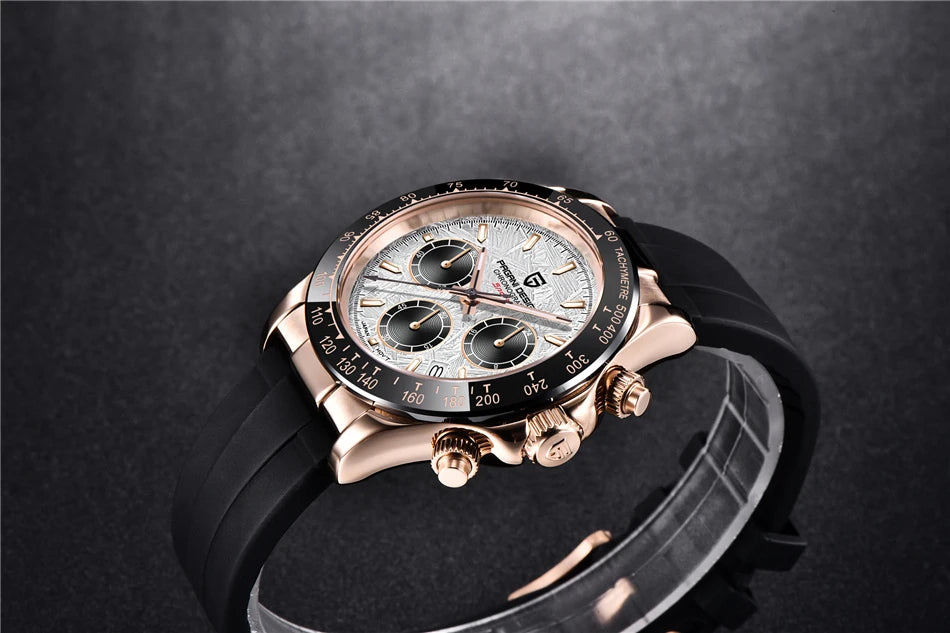 Stilren 40mm V2 PAGANI DESIGN Herrklocka - Saffirglas Retro Kranögraf med Vattentålig Rostfritt Stål - Eleganta Relogio för Män