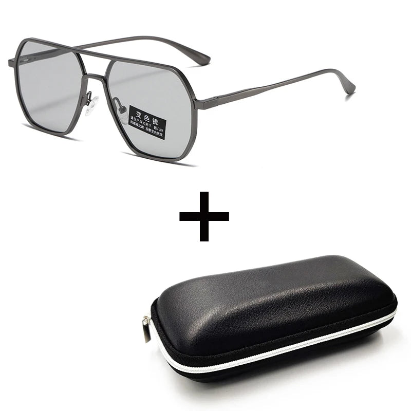 Lyxiga Metallisk Photochromic Solglasögon för Män och Kvinnor - Fashion Polariserade Sunglasses - Stiliga Kameleon Antiglans Körtillägg UV400