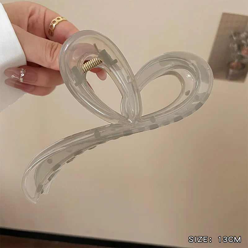 Stor Hårklämma för Tjockt Hår - Transparent Kaffe Färgade Krabban Hårklipp för Lockiga Frisyrer - Eleganta Håraccessoarer för Kvinnor
