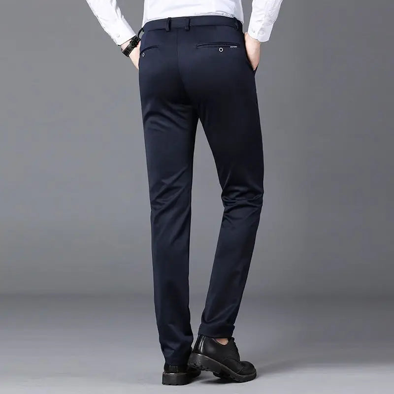 Elegant Herrbyxor - Slim Fit Kontorsbyxor för Vår och Höst - Koreansk Stil i Rakt Snitt för Avslappnad Streetwear