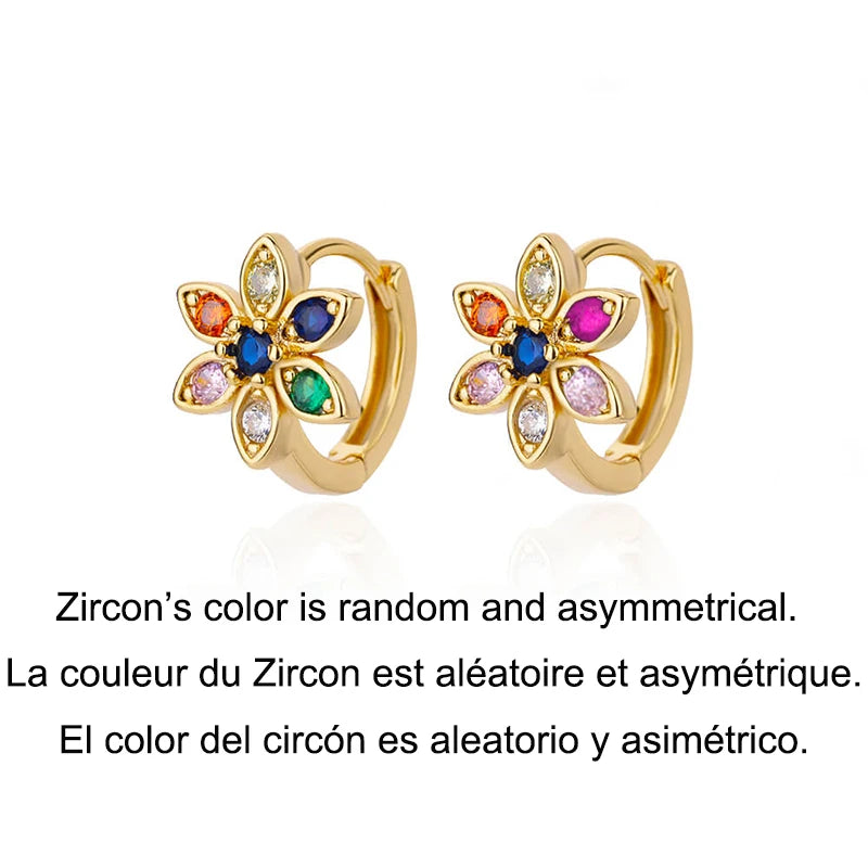 Glittrande Zircon Snöflingeörhängen i Guldton - Eleganta Blommiga Geometriska Hängande Örhängen i Rostfritt Stål för en Lyxig Bröllopslook