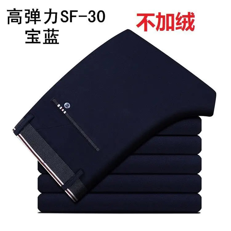 Elegant Herrbyxor - Slim Fit Kontorsbyxor för Vår och Höst - Koreansk Stil i Rakt Snitt för Avslappnad Streetwear