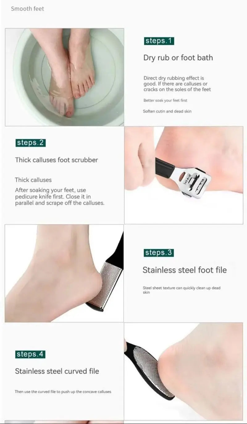 8 Delars Fotvårdset - Effektiv Pedikyr med Fothyvel och Slipplatta för Att Avlägsna Död Hud och Förhårdnader - Hemma Spa Utrustning