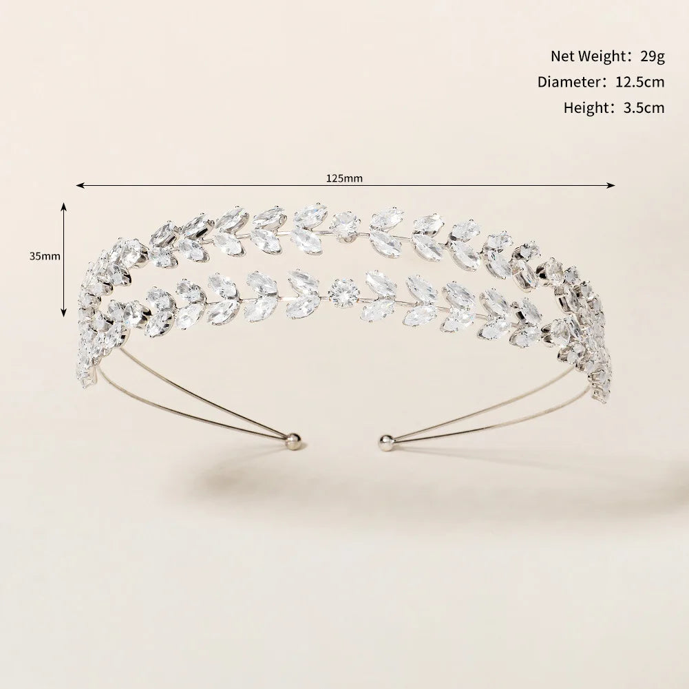 Fashion Zircon Headbands for Women Bridal Wedding Hair Accessories Silver Color Hairband Luxury Hair Jewelry Party Headpiece