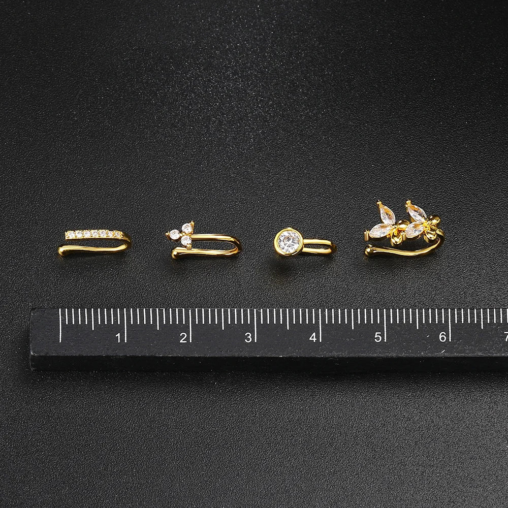 Falsk Piercing Clip Nässmycke - Trendigt Kroppssmycke för Kvinnor - 1 Styck Örclip med Hjärtan, Stjärnor, Blommor och Fjärilar