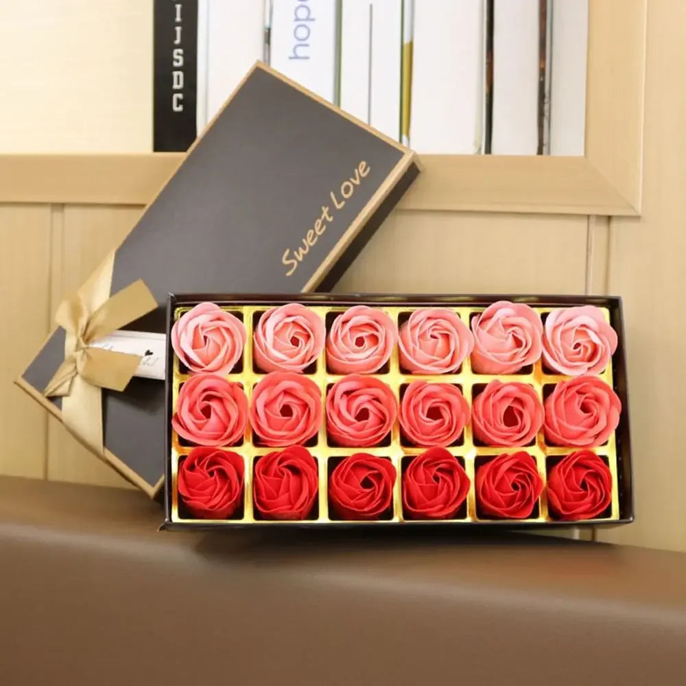 Konstgjord Ros Blommig Doftande Badtvål - Uttryck Kjärleken med Presentförpackning - Handgjord Ros-tvål för Alla Hjärtans Dag