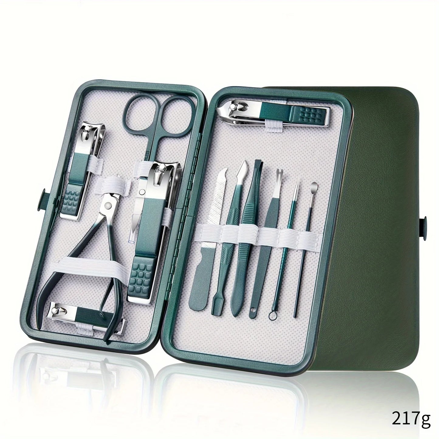 Lyxigt Nagelvårdsset i Rostfritt Stål - Professionellt Manikyr- & Pedikyrset med 7/10/12/18 Delar - Praktisk Resefodral
