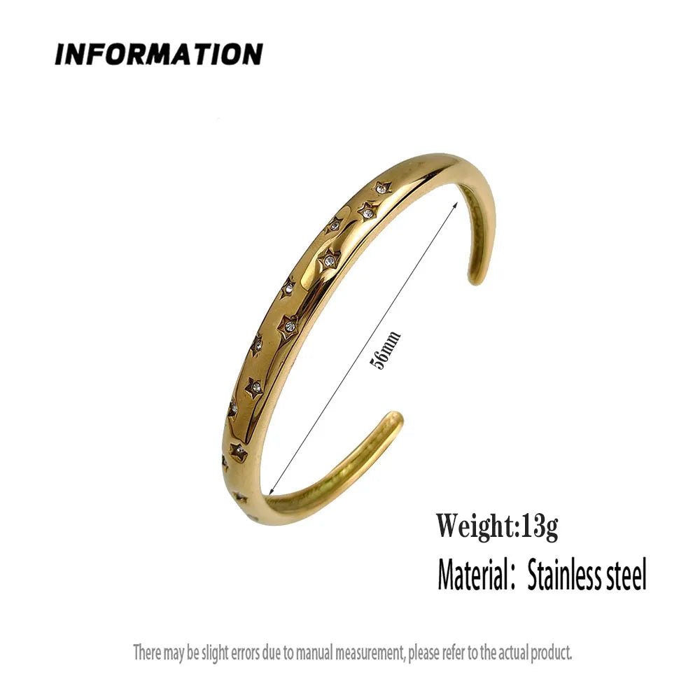 Charming gold - plated 18K stainless steel five - pointed star women's bracelet, high - quality waterproof jewelry, wedding team gift - Hamora