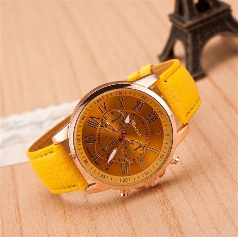 Fashion Three Eyes Roman Quartz Watch Women's Electronic Quartz Strap Watch - Hamora