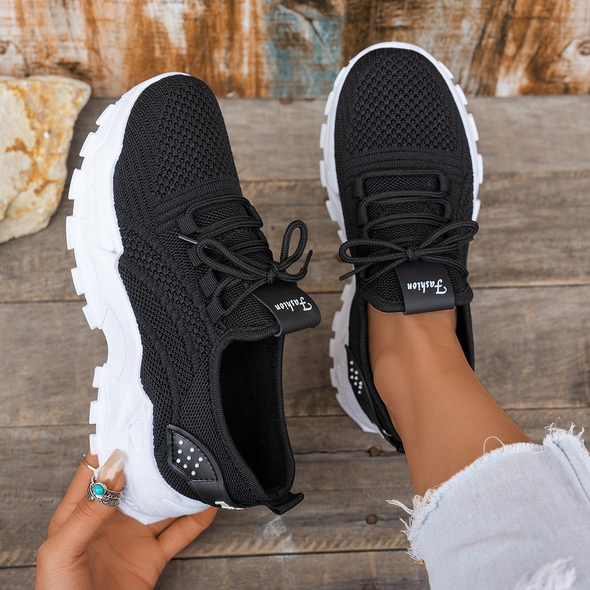 Flyknit Mesh Women's Thin Breathable Sports Casual Shoes - Hamora