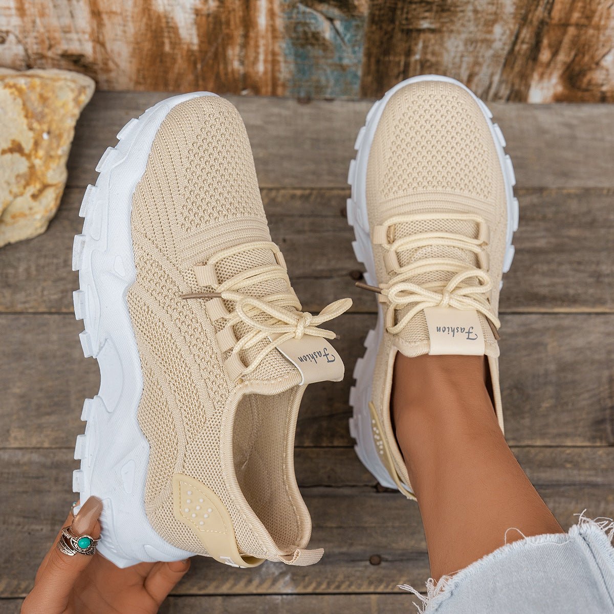 Flyknit Mesh Women's Thin Breathable Sports Casual Shoes - Hamora