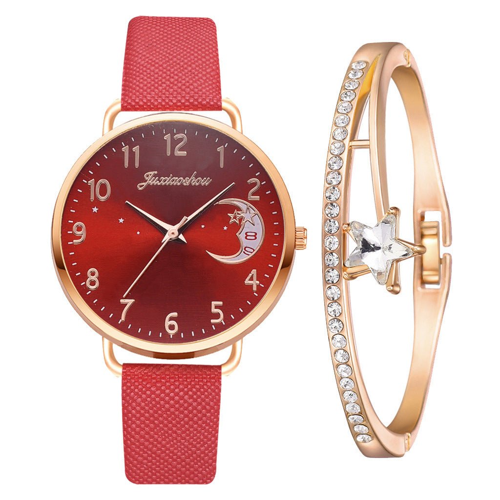 Lovely Moon Pattern Quartz Watch for Women With Strap Dial Ladies Wristwatch Montre Femme Relogio Feminino Reloj Mujer Drop Ship - Hamora