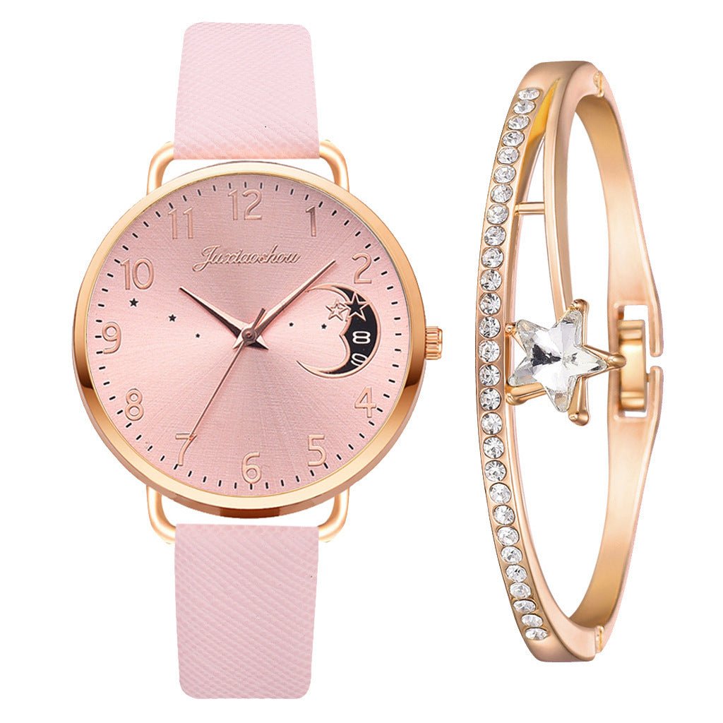 Lovely Moon Pattern Quartz Watch for Women With Strap Dial Ladies Wristwatch Montre Femme Relogio Feminino Reloj Mujer Drop Ship - Hamora