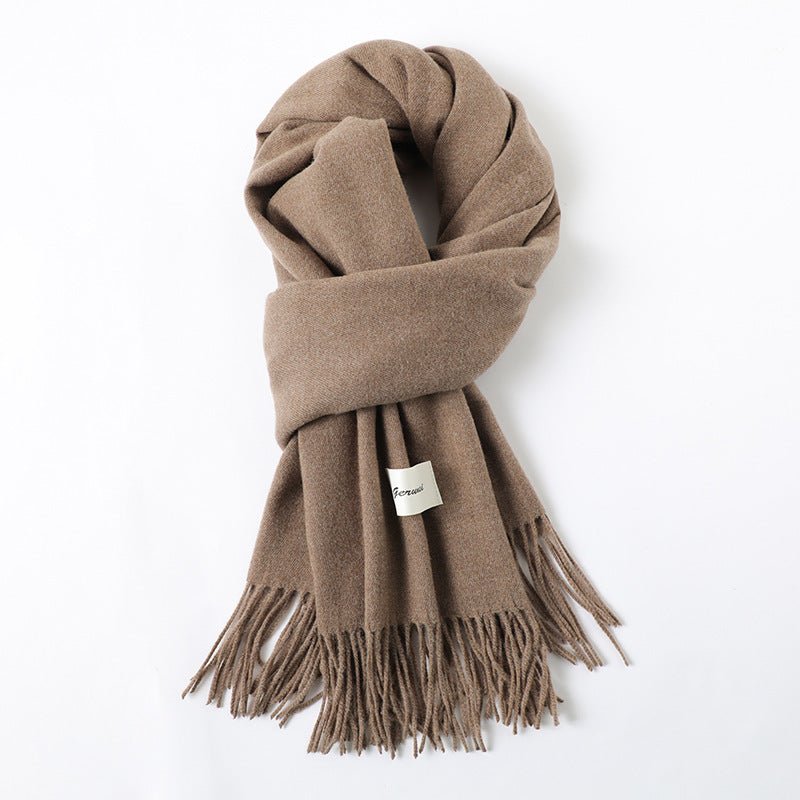 Simple Tassel Shawl Warm Artificial Cashmere Scarf - Hamora