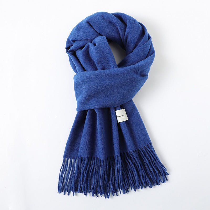 Simple Tassel Shawl Warm Artificial Cashmere Scarf - Hamora