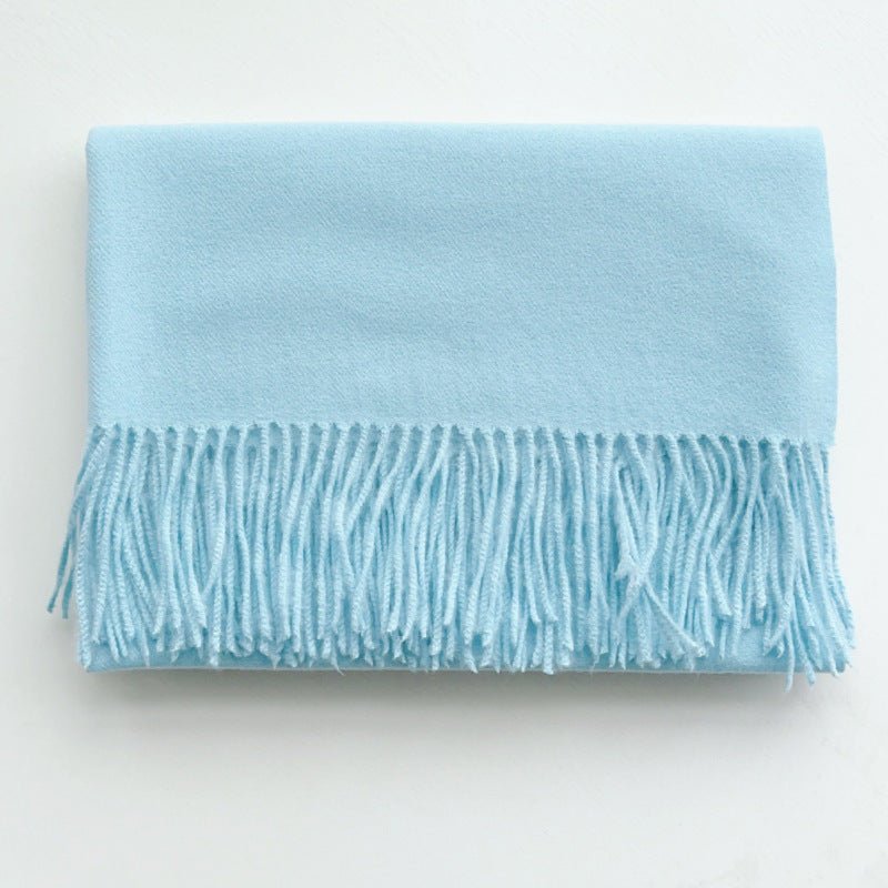 Simple Tassel Shawl Warm Artificial Cashmere Scarf - Hamora