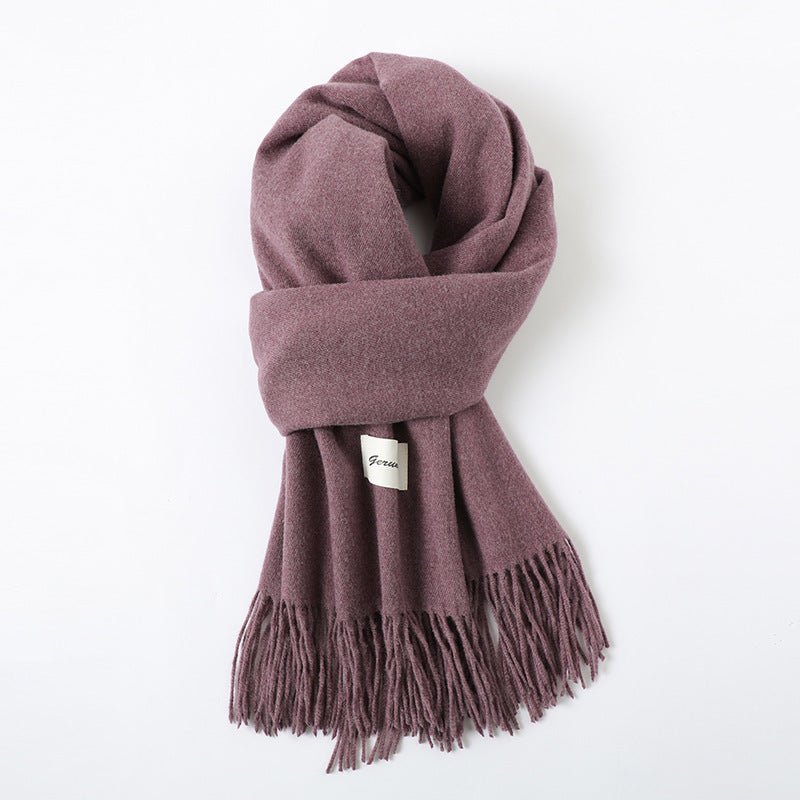 Simple Tassel Shawl Warm Artificial Cashmere Scarf - Hamora